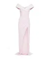 Balmain Draped Off-shoulder Jersey Gown In White