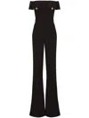Balmain Off-shoulders Flare Crepe Jumpsuit