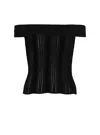 Balmain Off-the-shoulder Glitter Knit Top In Black