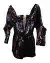 Balmain Off-the-shoulder Sequined Playsuit In Black Polyester In Black