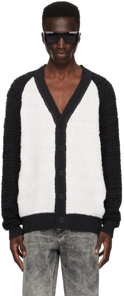 Balmain Off-white & Black Embroidered Cardigan