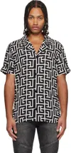Balmain Monogram Print Pajama Shirt In Black