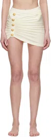 Balmain Off-white Draped Button Sarong Cover-up In 105 Ivory