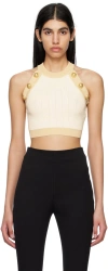 Balmain Off-white Gold-trimmed Tank Top In Gdk Naturel/or (gdk)