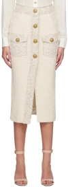 Balmain Off-white Graphic Midi Skirt In 0aq Blanc Cassé