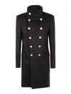 Balmain Officer Virgin Wool Coat In Negro