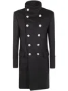 Balmain Officer Virgin Wool Coat In Pa Noir