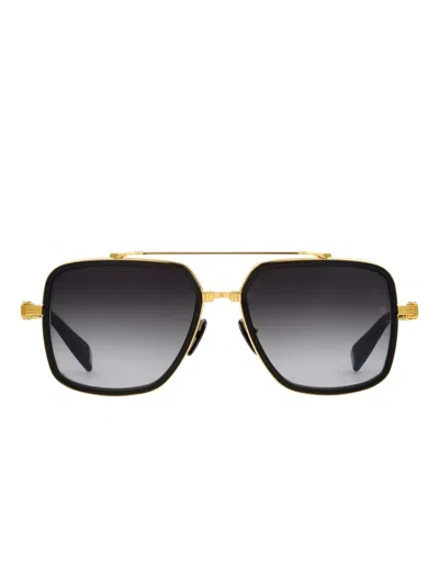 Balmain Officier Square-frame Sunglasses In Black