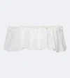 Balmain Off-shoulder Crop Top In White