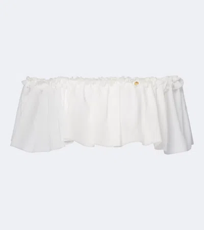 Balmain Off-shoulder Crop Top In White