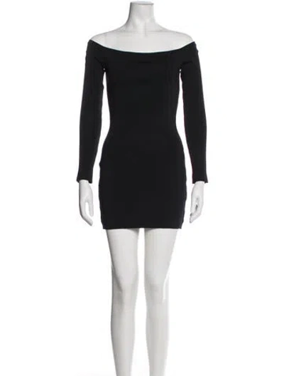 Pre-owned Balmain Off-the-shoulder Mini Dress In Black