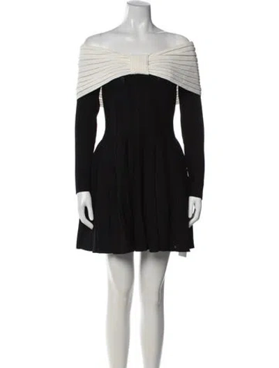 Pre-owned Balmain Off-the-shoulder Mini Dress In Black