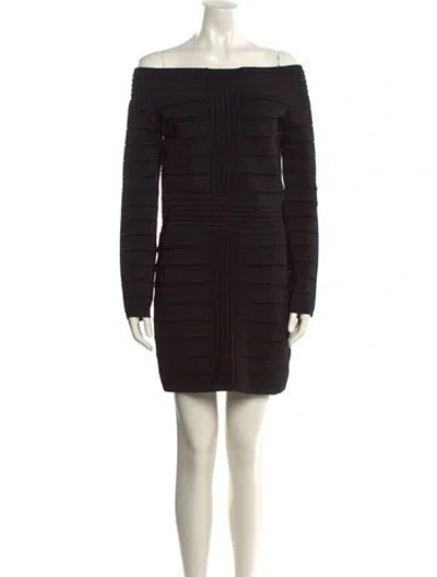 Pre-owned Balmain Off-the-shoulder Mini Dress In Blue