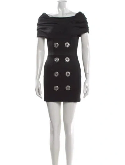 Pre-owned Balmain Off-the-shoulder Mini Dress W/ Tags In Black