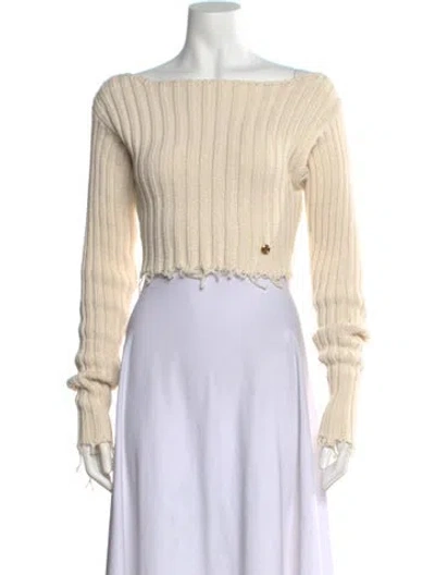 Pre-owned Balmain Off-the-shoulder Sweater In Neutral