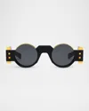 Balmain Oliver - Ii Round Acetate Sunglasses In Blk Gld