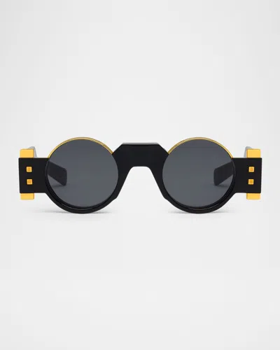 Balmain Oliver - Ii Round Acetate Sunglasses In Blk Gld