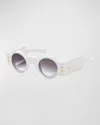 Balmain Olivier Acetate Round Sunglasses In Wht - Gld
