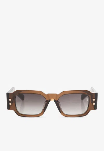 Balmain Olivier Iii Rectangular Sunglasses In Brown
