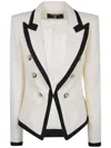 Balmain One Button Fitted Natte Jacket Clothing In White