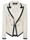 Balmain One Button Fitted Natte Jacket Clothing In Neutral