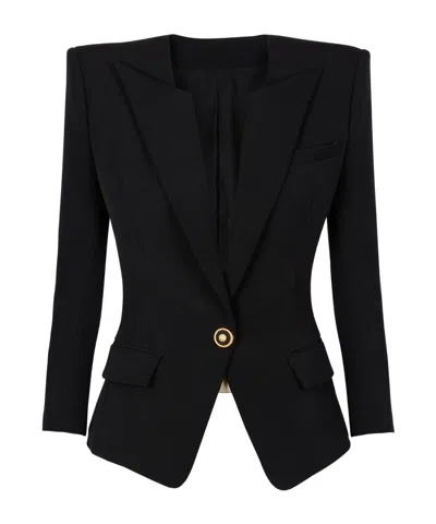 BALMAIN GRAIN DE POUDRE 1-BUTTON JACKET