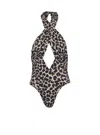Balmain One-piece Leopard Pattern Swimsuit In Black