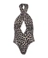 Balmain One-piece Leopard Pattern Swimsuit In Multi