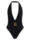 Balmain Pb Labyrinth One-piece Swimsuit In Black