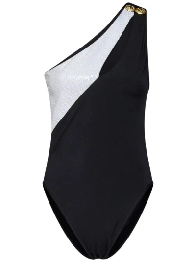 Balmain One-shoulder Black Lycra Swimsuit