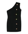 Balmain One-shoulder Mini Dress In Black