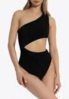Balmain Crinkle Crepe Asymmetric One-piece Swimsuit