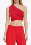 Balmain One-shoulder Ruched Cropped Top