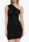 Balmain One-shoulder Sequin-embellished Ribbed-knit Mini Dress