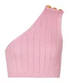Balmain Asymmetric Knit Top With Buttons In Pink