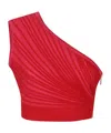 Balmain One-shoulder Ruched Cropped Top In Red