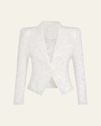 Balmain One-button Floral Lace Blazer In Multi