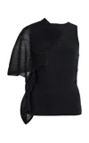 Balmain One-shoulder Knit Top In Black