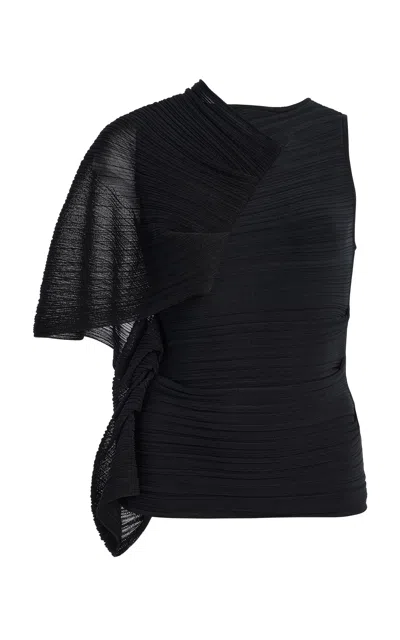 Balmain One-shoulder Knit Top In Black