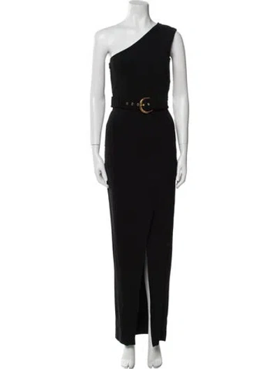 Pre-owned Balmain One-shoulder Long Dress In Black