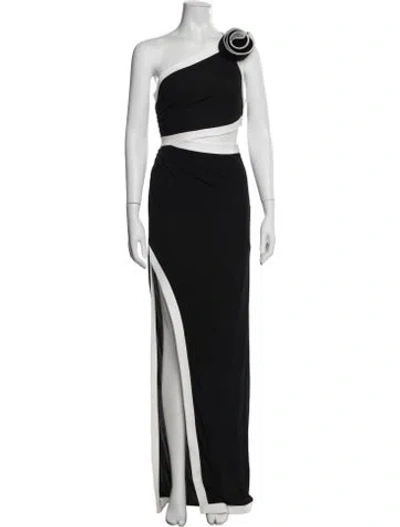 Pre-owned Balmain One-shoulder Long Dress In Black