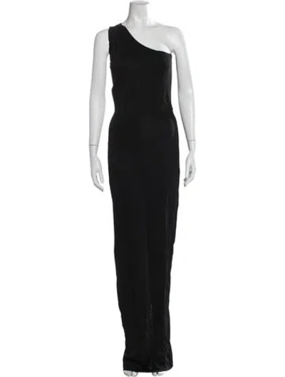 Pre-owned Balmain One-shoulder Long Dress In Black