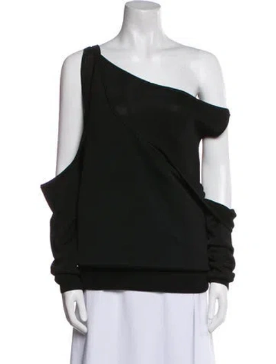 Pre-owned Balmain One-shoulder Long Sleeve Sweatshirt In Black