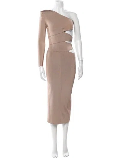Pre-owned Balmain One-shoulder Midi Length Dress In Neutral