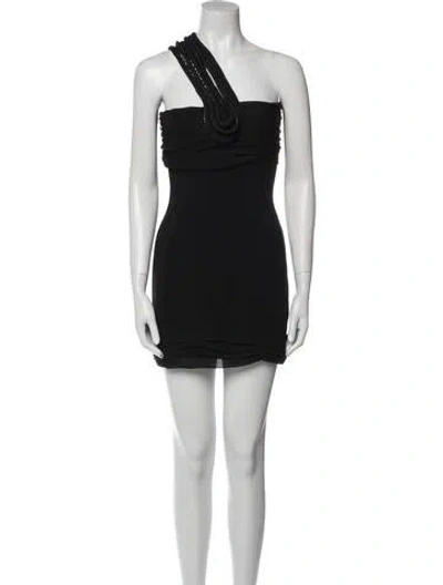 Pre-owned Balmain One-shoulder Mini Dress In Black