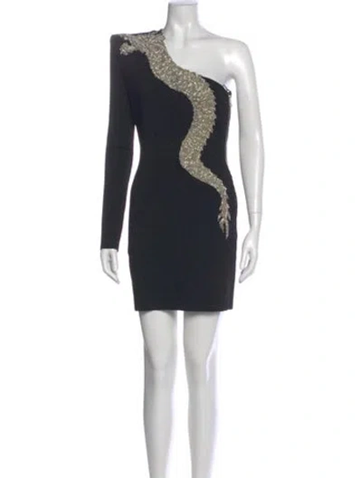 Pre-owned Balmain One-shoulder Mini Dress In Blue