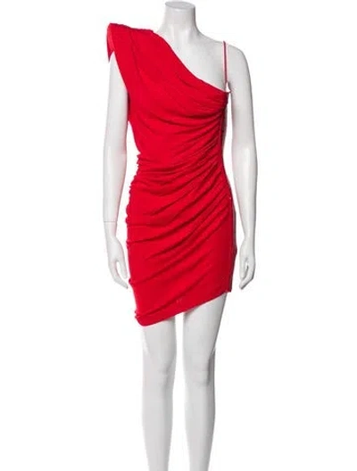 Pre-owned Balmain One-shoulder Mini Dress W/ Tags In Red