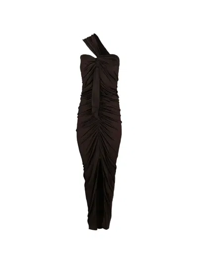 Balmain One-shoulder Ruched Maxi Dress In Multi