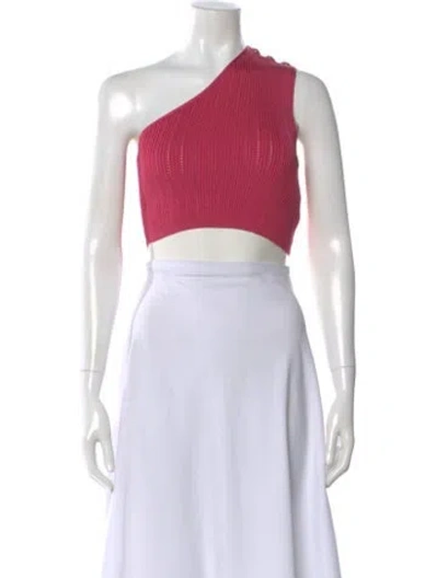 Pre-owned Balmain One-shoulder Sleeveless Crop Top In Pink