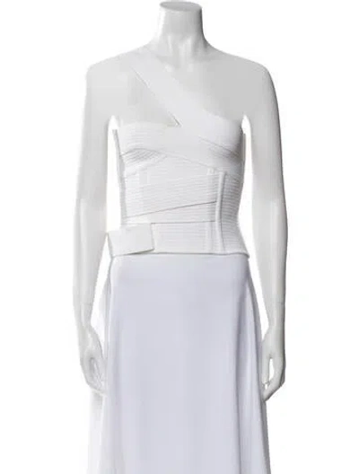 Pre-owned Balmain One-shoulder Sleeveless Crop Top In White